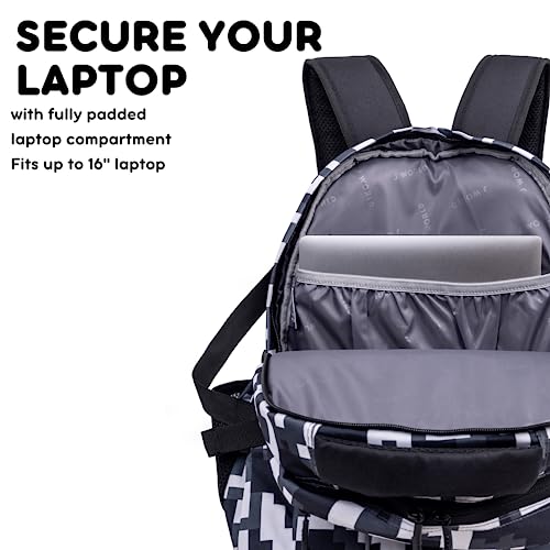 Image of J World New York Atom Laptop Backpack - Ergonomic Backpack for School with Air Mesh Padded Shoulder Straps - 600D Polyester Work Backpack for Men and Women - Stylish Design (CAMO)