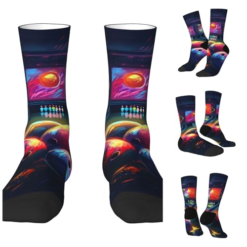 LZQPOEAS Bowling Balls Athletic Socks Unisex Cushioned Crew Socks Hiking Running Calf Sock Soft Above Ankle Sock