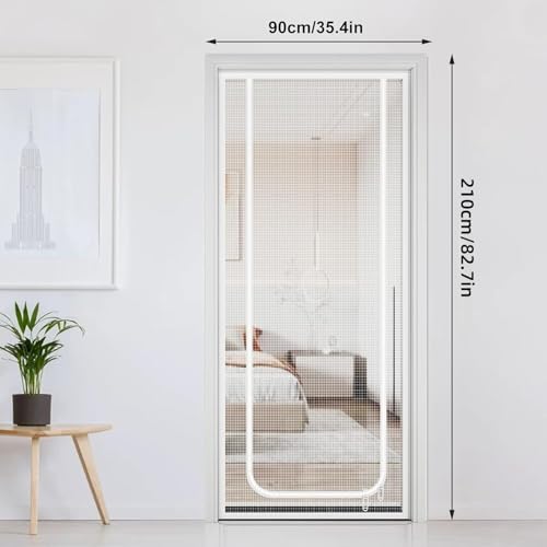 Katzengitter Balkontür,Katzengittertür Geeignet für Türgröße 90cm x 210cm, haustiersichere Fliegengittertür, verhindert das Entweichen von Katzen, Katzengitter für die Einführung Neuer Katzen (Weiß)