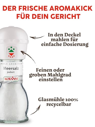Kotanyi Meersalz jodiert, verfeinere deine Gerichte , in der praktischen Mühle, 1 x 92 g
