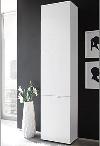 Furniturefactor Cellini Extra Tall Narrow Bookcase Storage Cupboard White Gloss Door - Storage shelves S13by