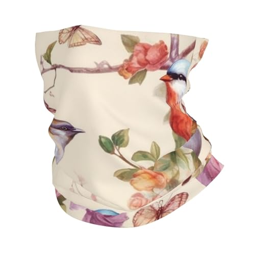 Birds on Branches and Butterflies Neck Gaiter UV Sun Protection Face Mask Scarf Cooling Breathable Face Cover for Men Women Elastic Balaclavas Versatile Bandana, Sun & Wind-proof for Skiing Hiking