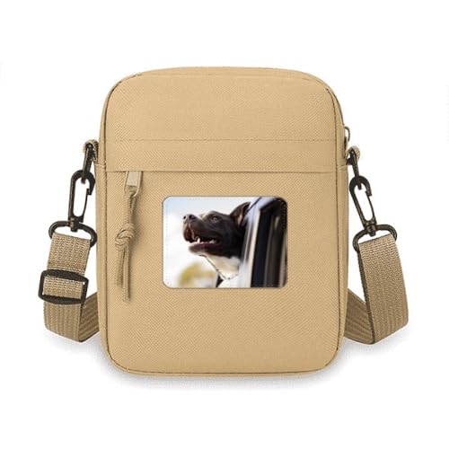 Sac à bandoulière pour téléphone idéal pour balade avec votre chien noir imprimé