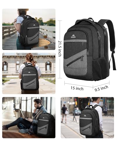 Image of MATEIN Extra Large 50 L Travel Laptop Backpack, Water Resistant Work Computer Backpack with Anti Theft Pocket, TSA Friendly Business Daypack with Multiple Organizer Pockets for Men, Black Grey