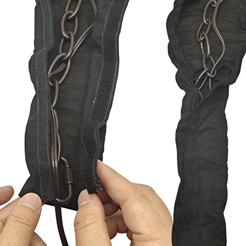 Image of EIFHYT Fabric Cord Cover & Chandelier Chain Cover 2 Pack 6Feet Length for Chandelier Lighting Wires Natural Burlap Easy to Install (Black)