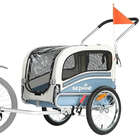 Sepnine Leonpets 3 in 1 Pet Bike Trailer with Jogger and Stroller Wheels Cover