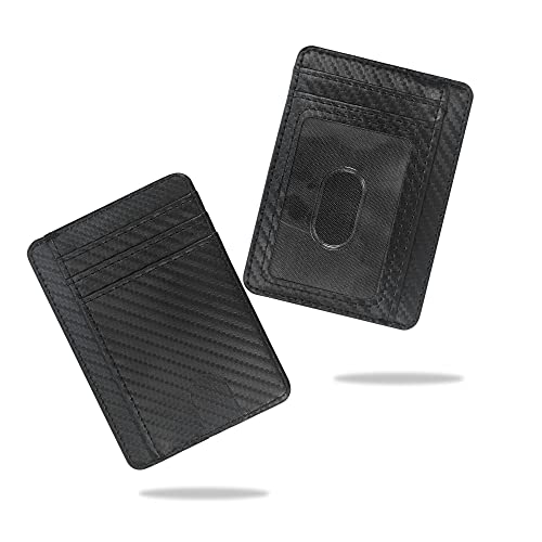 Image of CONISY Slim Credit Card Holder for Women, Thin Front Pocket Leather Mini Wallet with RFID Blocking (Black)