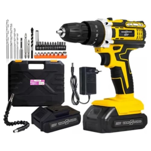 Furadeira e Parafusadeira de Impacto Sem Fio 21V com LED, 2 Bater...