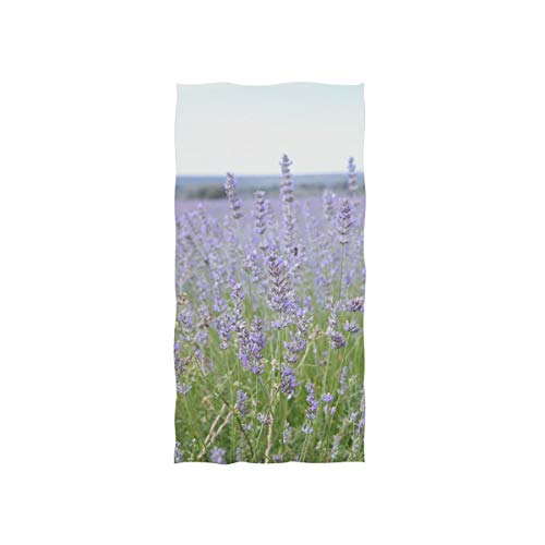 Naanle Floral Print Blooming Lavender Field Purple Flower Soft Bath Towel Absorbent Hand Towels Multipurpose for Bathroom Hotel Gym and Spa 30