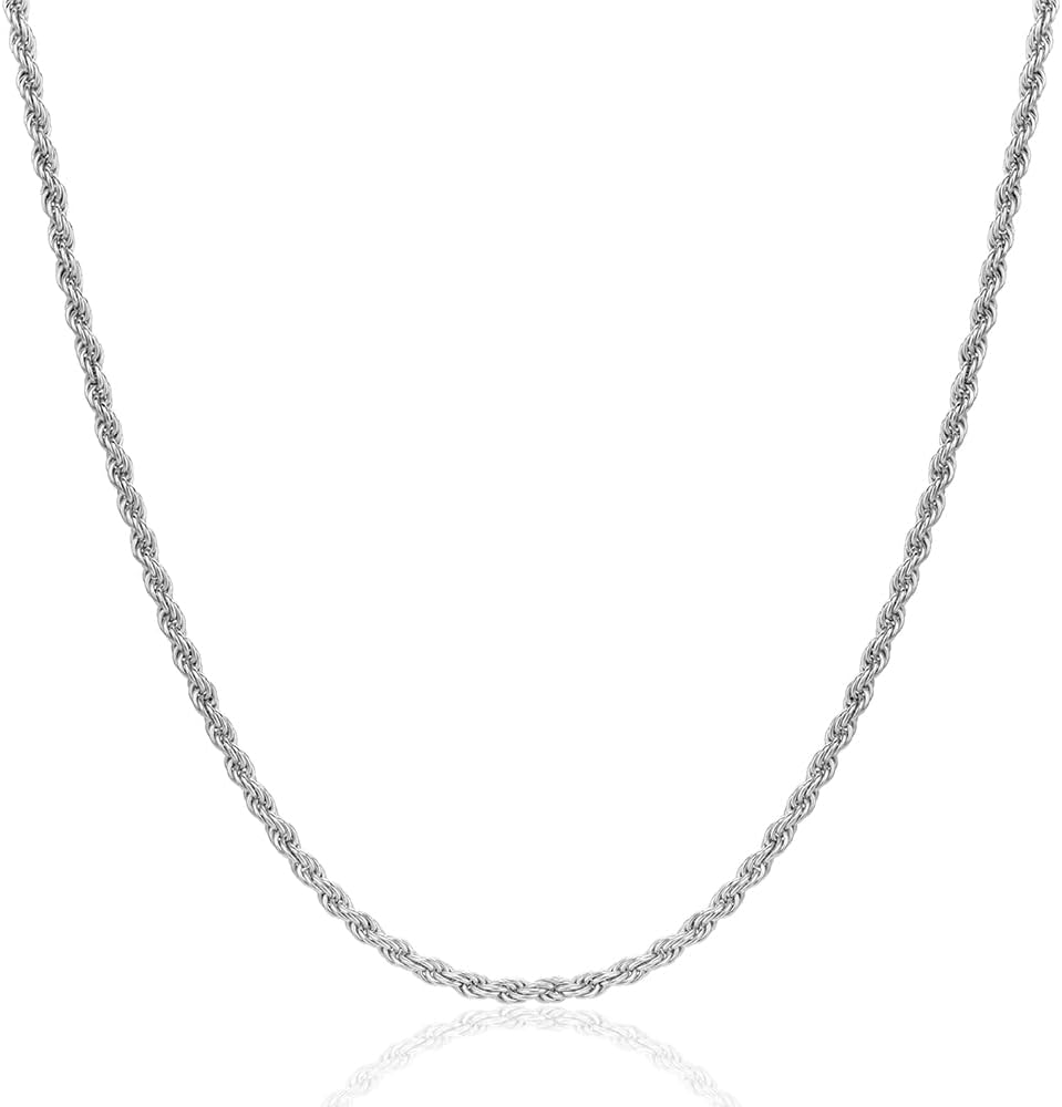 MIORE Collana Unisex In Argento 925 O Placcato Oro, Catenina 45-50cm, Made In Italy Con Portagioie