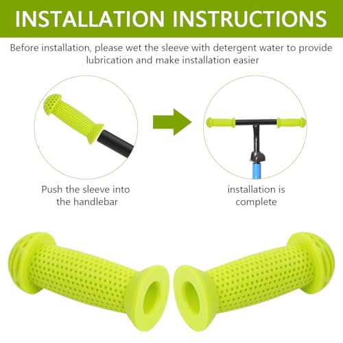 Proberos® Kids Bike Handle Grip 3.9 inches Soft Silicone Grip Sleeve Cover Porous Silicone Anti-slip Grip Universal Children's Bicycle Grips for Scooter, Tricycle, Children's Balance Bike, Green 5 41pLLClYMaL