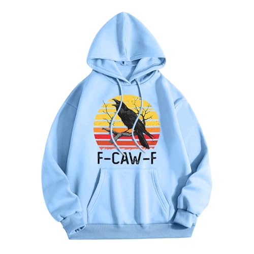 Mens Pullover Hoodie - Raven Casual Oversized Pullover Sweatshirts - Letter Print Loose Fit Sweater Fall Daily Wear4