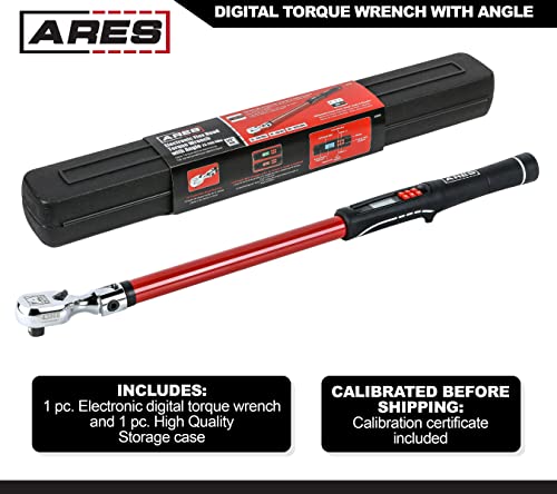 Image of ARES 43008-1 /2-Inch Drive Flex Head Digital Torque Wrench - Torque and Angle Readings - 25-250 ft-lb (30-340 Nm) Electronic Reversible Ratchet, Multi-Alert, ±2% Accuracy - Auto, Motorcycle, Mechanic