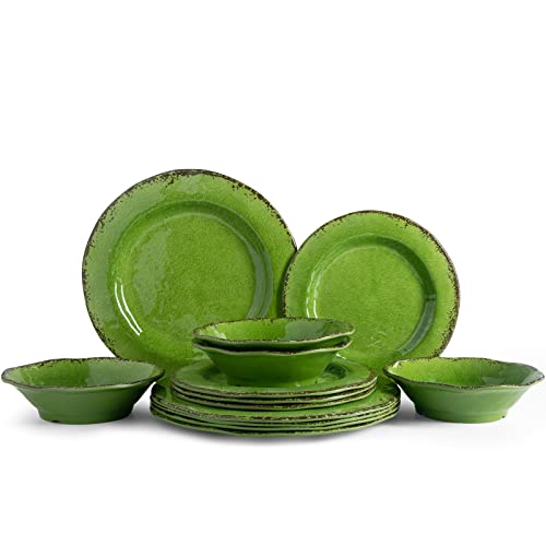 LEHAHA Melamine Dishes Set Green