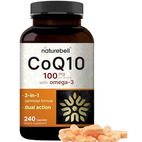 NatureBell CoQ10 100mg with Omega 3, 240 Capsules | Stable High Absorption Form β Antioxidant Support for Heart & Energy Health β Extra Strength Coenzyme Q10 Supplement