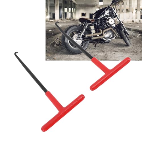 Image of Buachois 2 Pieces Exhaust Spring Puller Tool, Motorcycle T Handle Pipe Spring Puller Installer Hooks Removal Tool with Rubber Coating for Motorcycle Vehicle Springs Removal, Installation, Adjustment