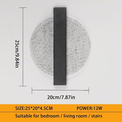 Aplique de pared interior LED 12W Comely negro redondo lámpara moderna 3000K 5