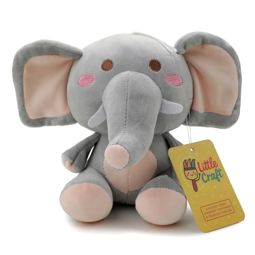 Image of Little Craft Soft Grey Elephant Plush Toy for Kids Stuffed Soft Toy with Cute Hug-Friendly Plush for Babies, Toddlers & Children Safe, Lightweight & Easy to Clean (35CM)