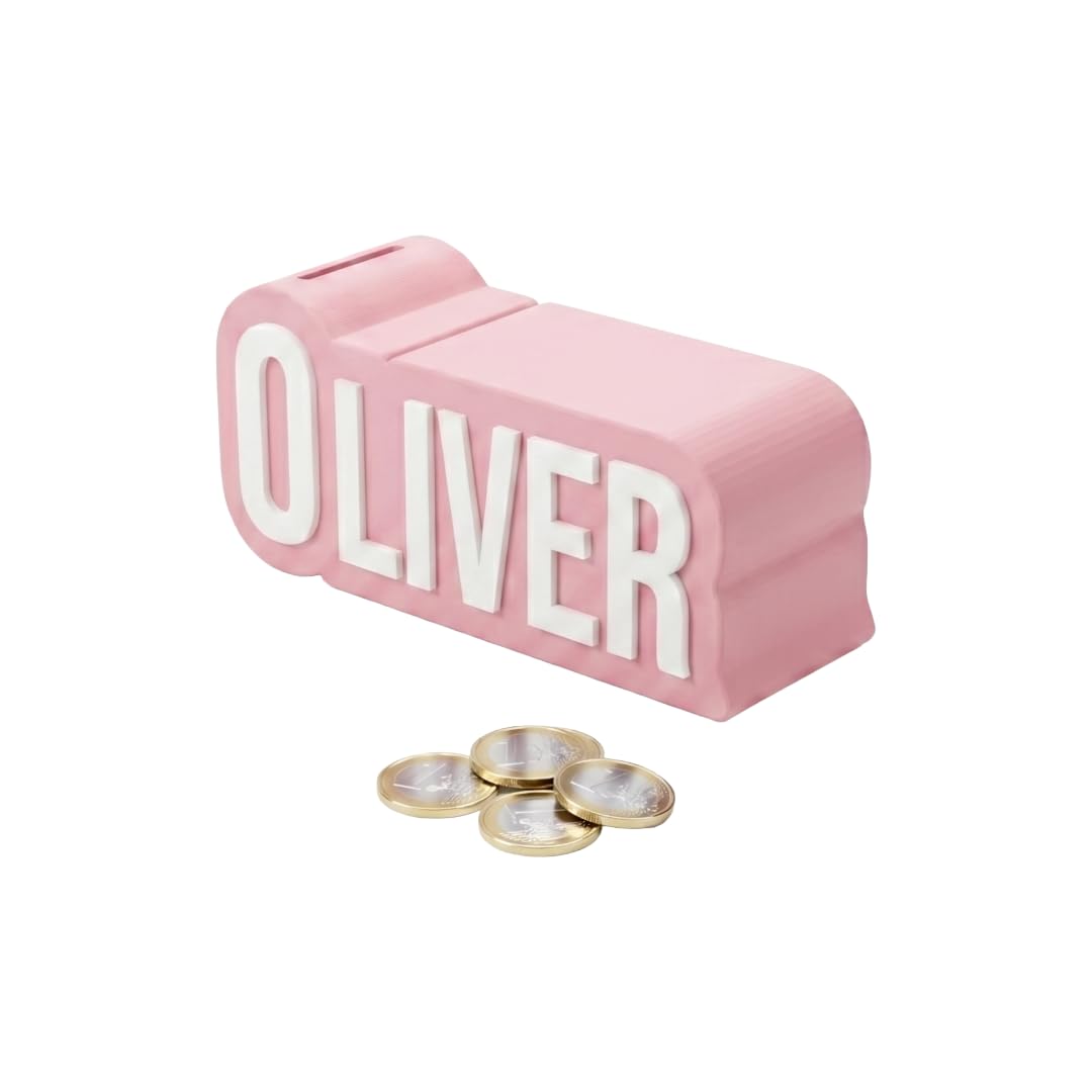 SIGNKRAFT3D Personalized Piggy Bank with Custom Name – Custom Color Money Bank for Kids & Adults – 3D Raised Letters, Eco-Friendly PLA, Twist-Lock Base – Desk Decor (Pastel Pink)