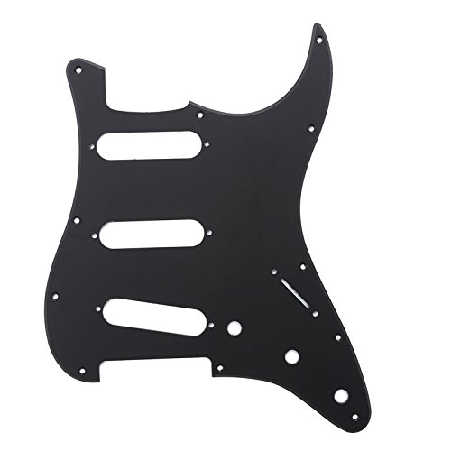 Musiclily SSS 11 Holes Strat Electric Guitar Pickguard Scratch Plate Pick Guards for Fender US/Mexico Made Standard Stratocaster Modern Style Guitar Parts, 1Ply Matte Black