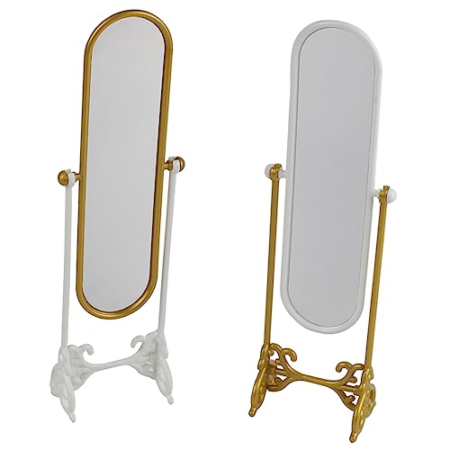 Toyvian 2Pcs Miniature Dressing Mirror Doll House Mirror Full-Length Model for Mini Dollhouse Accessories Mini Decor Home Decor and Miniature Scenes