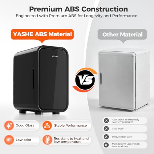 Image of YASHE Mini Fridge, 6 Liter /8 Can 110V AC /DC Portable Thermoelectric Cooler Refrigerators for Bedroom, Skincare, Beverage, Office, Dorm Room and Car, Black