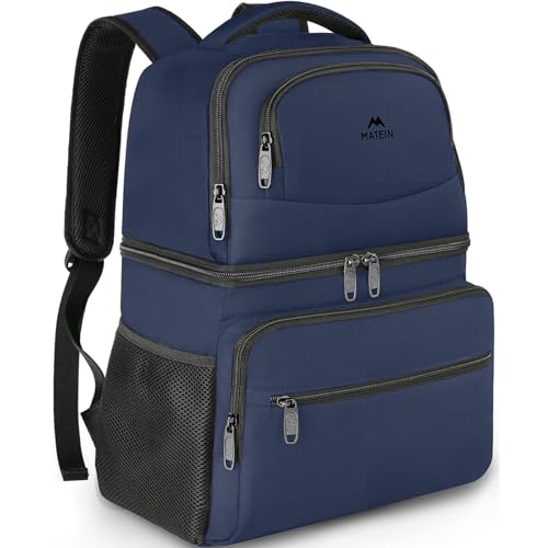 MATEIN Cooler Backpack Insulated Waterproof, 40 Cans Leak-Proof Lunch Backpack Cooler for Men Women, Double Layer Lightweight Soft Coolers Bag Portable Lunchbox Back pack for Beach Travel Picnic, Blue by MATEIN - Used condition - US$30.02