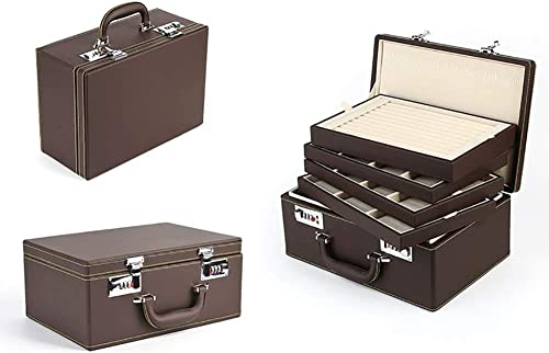 Grande capacità 4 strati PU pelle gioielli Box Organizer con serratura per viaggio, matrimonio o regalo