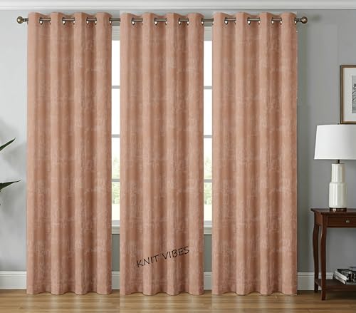 Image of 70-75% Room Darkening Long Door Curtains 9 Feet Long Set of 2 pcs for Living Room | Premium Polyester Grommet Curtain Panel, Light Brown