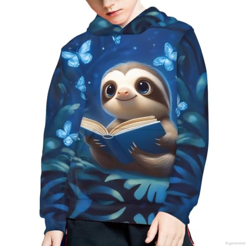Image of WELLFLYHOM Boys Hooded Sweatshirts Hoodie Pullover Cool Graphic Crewneck Blouses Size 6-16