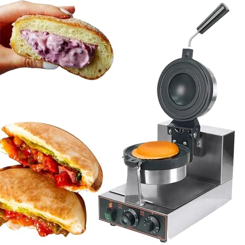 Beachtiful Máquina para Hacer Hamburguesas con Helado, Máquina para Hacer Gofres para Hamburguesas Eléctrica Antiadherente para Restaurantes, Panaderías, Snack Bar (1300 W)