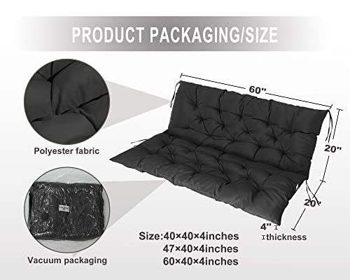 Cosnuosa Swing Replacement Cushions Waterproof Porch Swing Cushions 2-3 Seater Outdoor Swing Cushions For Outdoor Furniture Black 60X40 Inches #TOP2