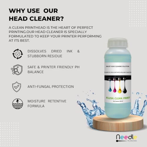 Image of Needle Printer Head Cleaner Solution 500ML with Cleaning Kit | Universal Inkjet Print Head Cleaning Fluid | for Ink Tank and Thermal | Compatible with Epson, Canon, HP & Brother Printers