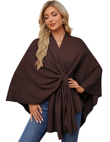 PULI Women's Elegant Shawl Wraps Soft Open Front Poncho Sweater