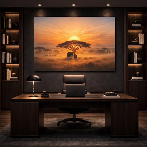 Tableau éléphants d'Afrique impression sur toile premium grand format 90x60 cm - 5
