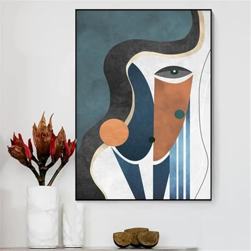 Figure géométrique abstraite triptyque de visages pour une ambiance sereine - 3