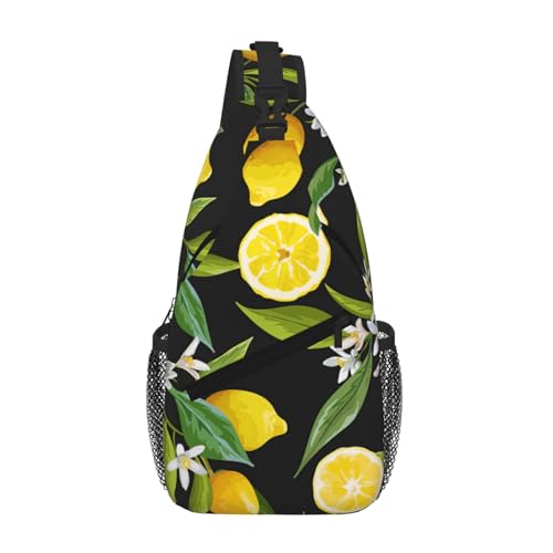 Yellow Lemon Printing Cross Chest Bag Diagonally Cute Prints Suitable For Men Outdoor Hiking Daily Travel Long Trips