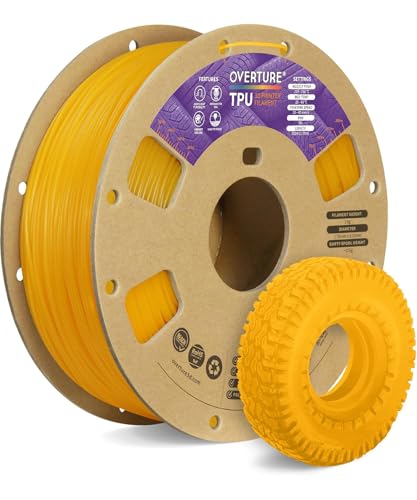 Image of OVERTURE TPU Filament 1.75mm Flexible Roll, 95A Soft 3D Printer Filament, 1kg Spool (2.2 lbs), Fit Most FDM Printer (TPU Yellow)