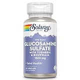 SOLARAY Glucosamine Sulfate 1500mg, Healthy Joint Support Supplement, Powerful Connective Tissue and Joint Health Formula with Turmeric & Boswellia, 60-Day Money Back Guarantee, 30 Serv, 60 VegCaps