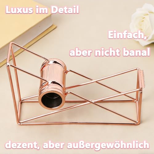 Klebebandabroller, Paketbandabroller für Büro und Bastelarbeiten, Paketband zum Schnellen Schneiden von Klebeband, Büro, Schule, Blumenläden (Roségold 1)