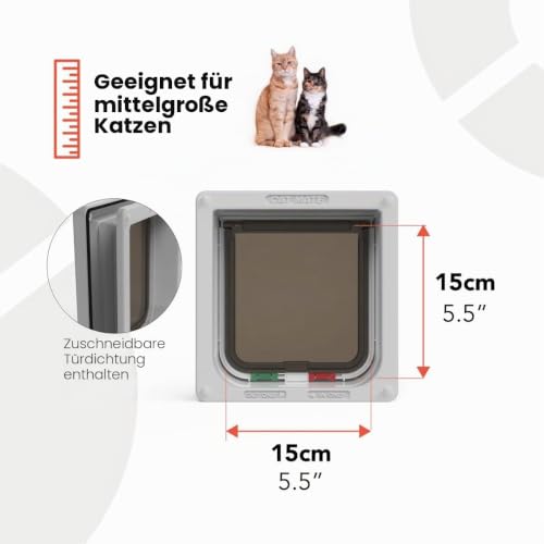 Cat Mate 4-Wege-Katzenklappe mit Türrahmen bis 50 mm (235) – Abschließbare Tür für kleine/mittelgroße Katzen, für UPVC, Holz & Wand, Grau – Produktbild 5