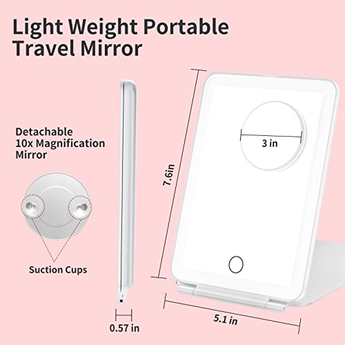 Mecion SM296A-SL Makeup Mirror With 10X Magnifying Mirror, Vanity Mirror With 80 Led Lights, Rechargeable 2500Mah Batteries, Travel Led Mirror thumb #5