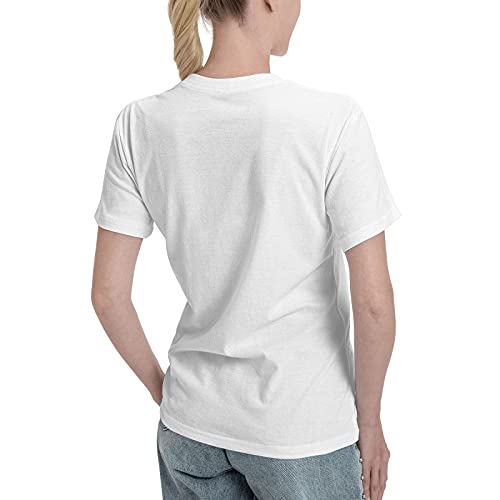 Nina Simone T Shirt Women's Summer Loose Fit Short Sleeve V Neck Basic Tee Blouses White #TOP2