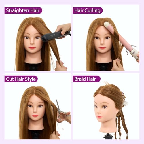Image of Mannequin Head with 80% Human Hair 26-28 inch Doll Head for Hairdresser