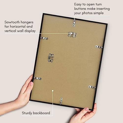 Americanflat 12x16 Picture Frame with Polished Plexiglass - Streamline Collection - Thin Border Picture Frame for Wall Display - Hanging Hardware Included - Black