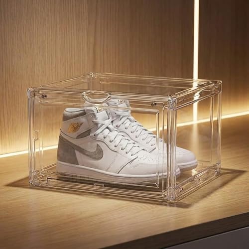 Image of Story@Home Stackable Sneaker Box Transparent - Pack of 1 | Clear White Shoe Storage Box for Sneakers Fits Upto Size 13 | Dustproof Sneaker Display Case Organizer | DIY Space-Saving Shoe Organizer