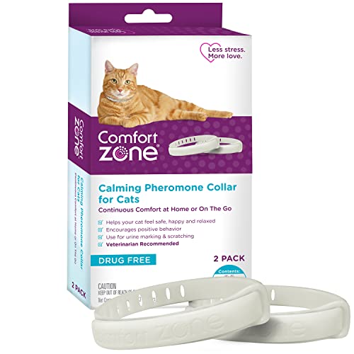 Comfort Zone Cat Calming Collar, 2-Pack; Pheromones to Reduce Scratching, Spraying & More