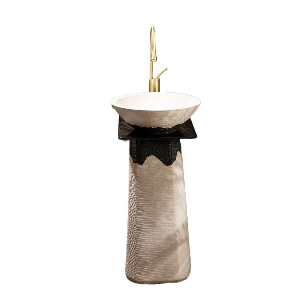 WDSOPK Pedestal Sinks Outdoor Wash Basin Garden Column Integrated Floor Chinese Retro Type Bathroom Sink