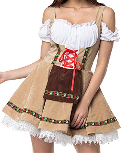 Mcaishen Vestido De Mujer Halloween Beer Girl Vestido De Gran Tamaño Cintura Alta Disfraz De Escenario Delgado Disfraz De Mucama para Cosplay.(L/XL,643) Cover