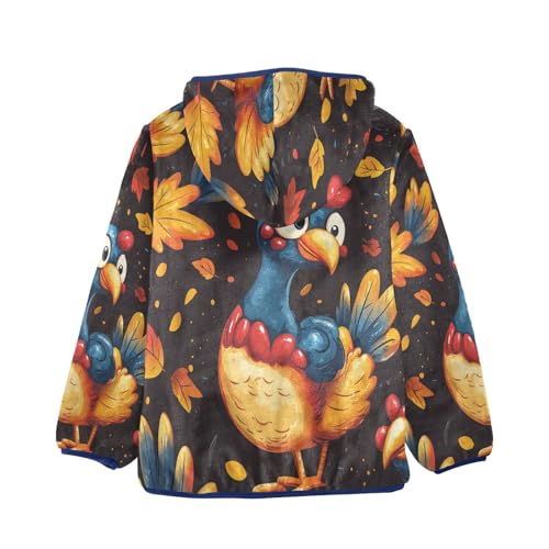 Autumn Leaves Bird Turkey Toddler Fleece Jacket Girl Boys Hooded Fleece Jacket Coat Warm Outwear Zip-up 3-10T2